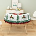 thumbnail image 5 of Nanqianyi Christmas Holly Tablecloth Round 70 Inch Winter Xmas Tree Leaves Wrinkle Resistant Table Cloth for Home Kitchen Dining Party Picnic, 5 of 10