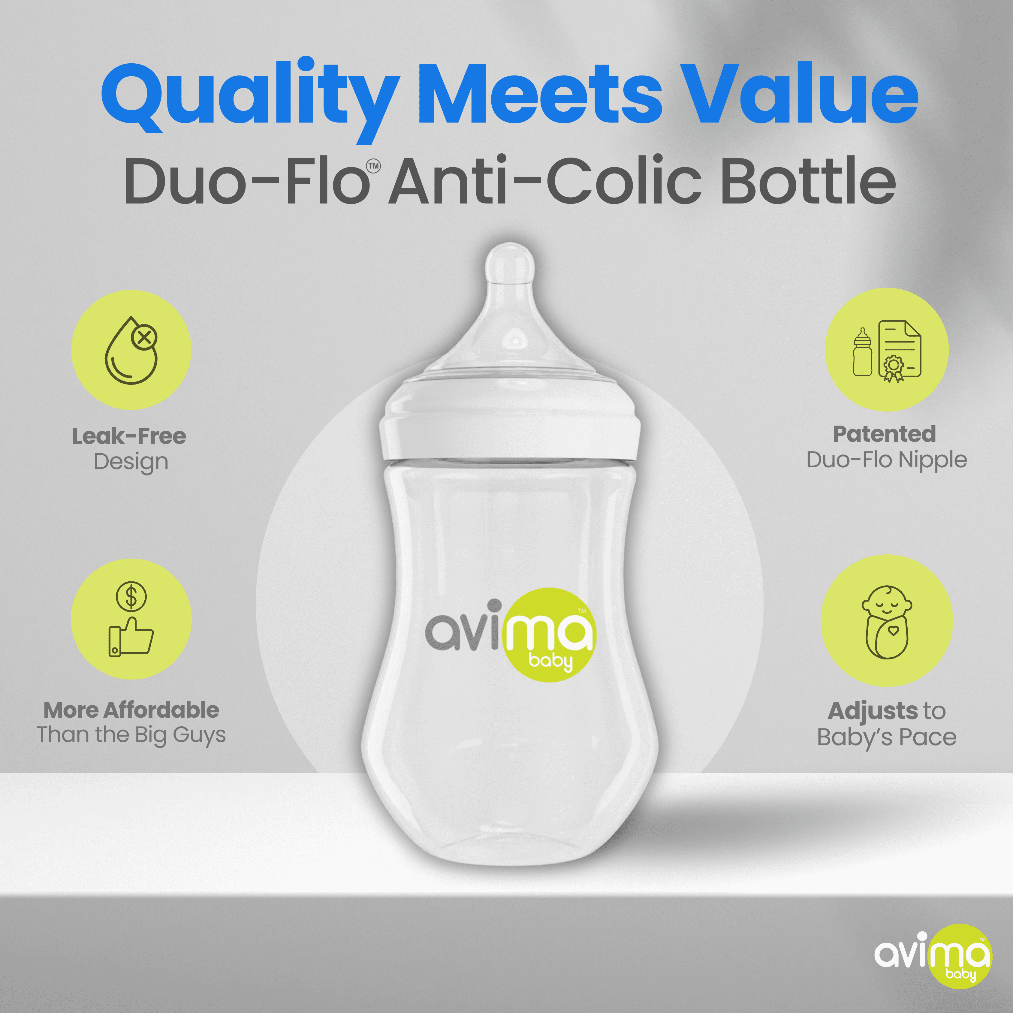 Avima Anti-Colic Baby Bottle Newborn Starter Set, 22 Piece Set, Includes Nipples & Pacifiers