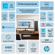 HP 27 inch Monitor & Slim Windows Desktop Bundle Intel Core i3-12100 8GB RAM 512GB SSD Black