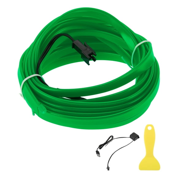 Cuerda de luz LED EL de 5m Unique Bargains, luz de tira LED para iluminación interior de automóviles, luz de neón flexible para decoración de automóviles USB (5V) Verde