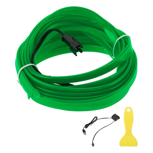 Cuerda de luz LED EL de 5m Unique Bargains, luz de tira LED para iluminación interior de automóviles, luz de neón flexible para decoración de automóviles USB (5V) Verde