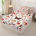 thumbnail image 2 of Homewish Dreamy Boho Mushrooms Zipper Twin Comforter Sets with Fitted Sheet and 2 Pillowcases,Butterfly Floral Zipper Bedding Set,White Red,Reversible,4pcs, 2 of 8