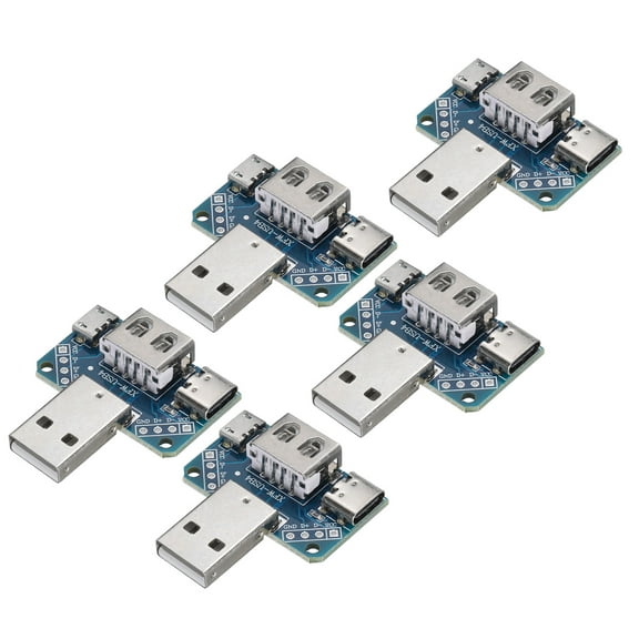 Uxcell 5Pcs 4Pin USB Adapter Board  Micro Type-C Male to Female Sockets  Adapter Board