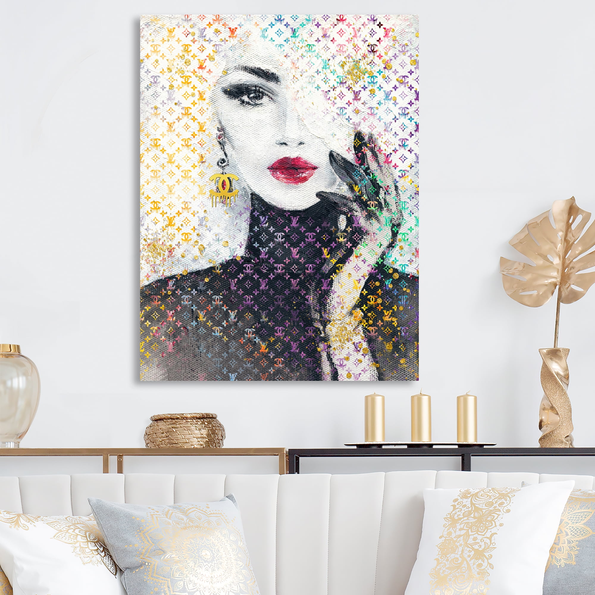 Designart Multi-Color Female Luxury Portrait I Canvas Wall Art