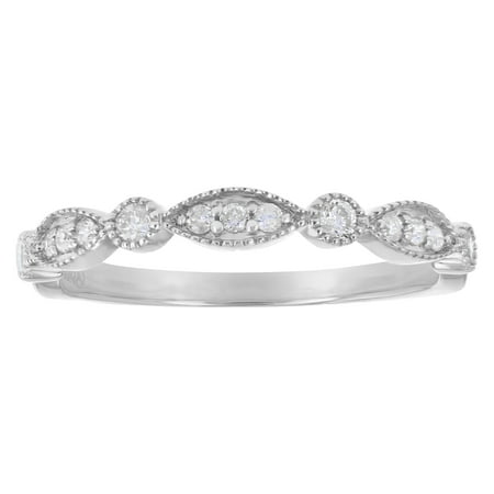 10kt White Gold 1/5ct Diamonds Vintage Inspired Art Deco Anniversary Wedding Band