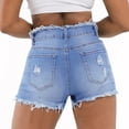 thumbnail image 2 of Women's Denim Shorts Summer Frayed Raw Hem Distressed High Waisted Jean Shorts Ripped Comfy Stretchy Hot Shorts, 2 of 6