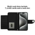 thumbnail image 2 of for iPhone 15 Pro Wallet Case, Elegant Card Holder Cash Slot PU Leather Kickstand Wrist Strap Wallet Shockproof Protective Flip Women Girls Case Cover for iPhone 15 Pro, Black, 2 of 7