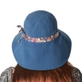 thumbnail image 2 of Sombrero para el sol para mujer, UPF50+, plegable, reversible, para playa, para exteriores, con ala ancha, color azul, 2 of 4
