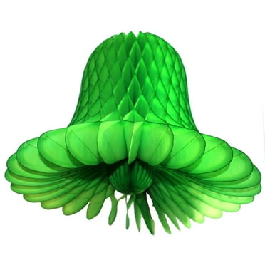 3-pack 9 Inch Hanging Honeycomb Tissue Paper Bell Decoration, Lime Green, by Devra Party
