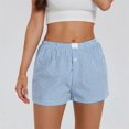 thumbnail image 5 of Pantalones cortos de pijama a cuadros para mujer, con botones, elásticos, de cintura alta, estilo vintage, para verano, 2024, informales, sueltos y rectos, 5 of 5