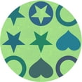 thumbnail image 1 of Ahgly Company Machine Washable Indoor Round Transitional Yellow Lawn Green Area Rugs, 4' Round, 1 of 7