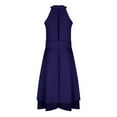 thumbnail image 3 of Chiffon Dresses for Women Plus Size Casual Solid Color Sleeveless Mock Neck Halter Midi Dress, 3 of 5
