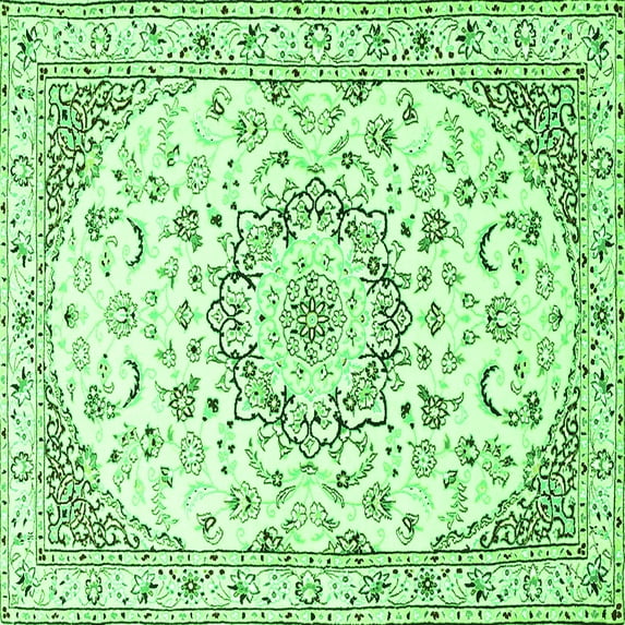 Ahgly Company Indoor Square Medallion Green Traditional Area Rugs, 5' Square