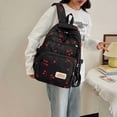 thumbnail image 3 of Bow Backpack for Women 3Pcs Set Kawaii Coquette Nylon Backpack Cute College Laptop Rucksack Fashion Travel Daypack 2025 New (Black Cherry), 3 of 12