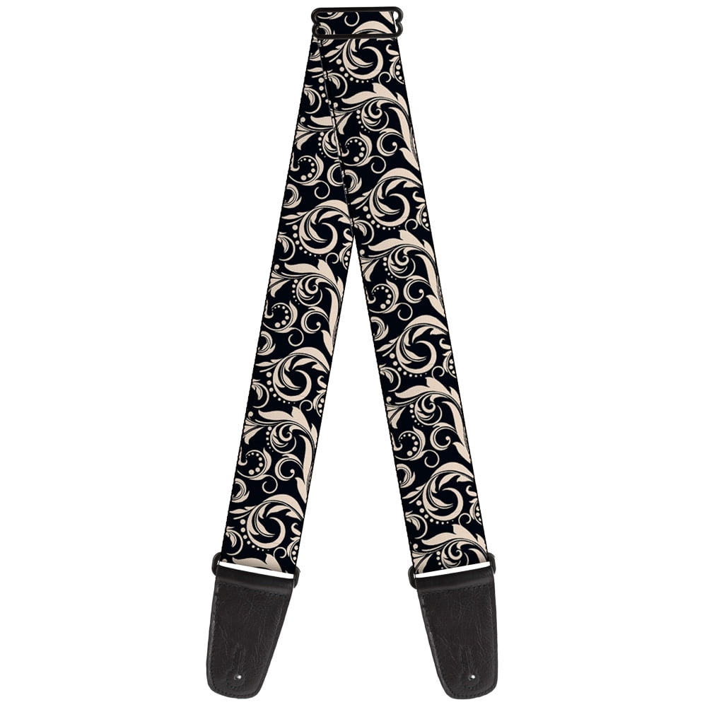 Buckle-Down Guitar Strap, Filigree Navy Khaki, 2 Inches Wide