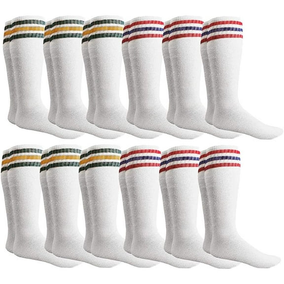 Yacht & Smith Women's Referee Cotton Tube Socks, Solid and Striped, Sports Sock, Casual Sock
