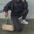 thumbnail image 2 of Conjunto de chándal de mujer otoño-invierno 2025: sudadera con capucha de manga larga y pantalones holgados, mezcla de algodón, ropa informal/deportiva, tallas S-XL., 2 of 7