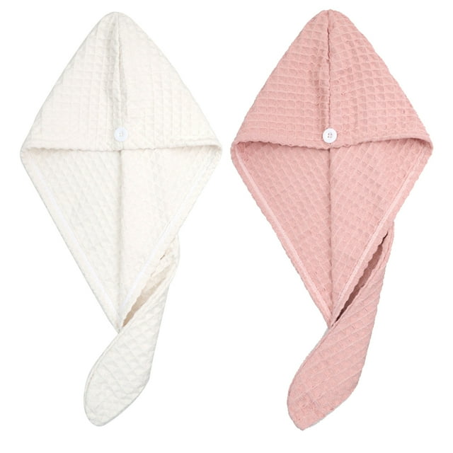 Paquete de 2 toallas de microfibra de secado rápido para el cabello, toalla absorbente para secar el cabello con turbante