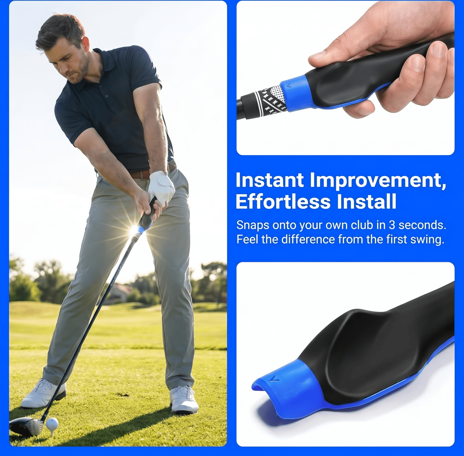 True Grip Trainer 2.0,1Pack Golf Grip Trainer, Grip Trainer for Golf Clubs - Right Hand Golf Training Aid with Ergonomic Design,Corrects Golf Grip Posture and Improves Swing Accuracy(Grey)