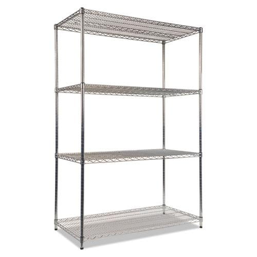 Alera NSF Certified Industrial Four-Shelf Wire Shelving Kit, 48w x 24d x 72h, Silver