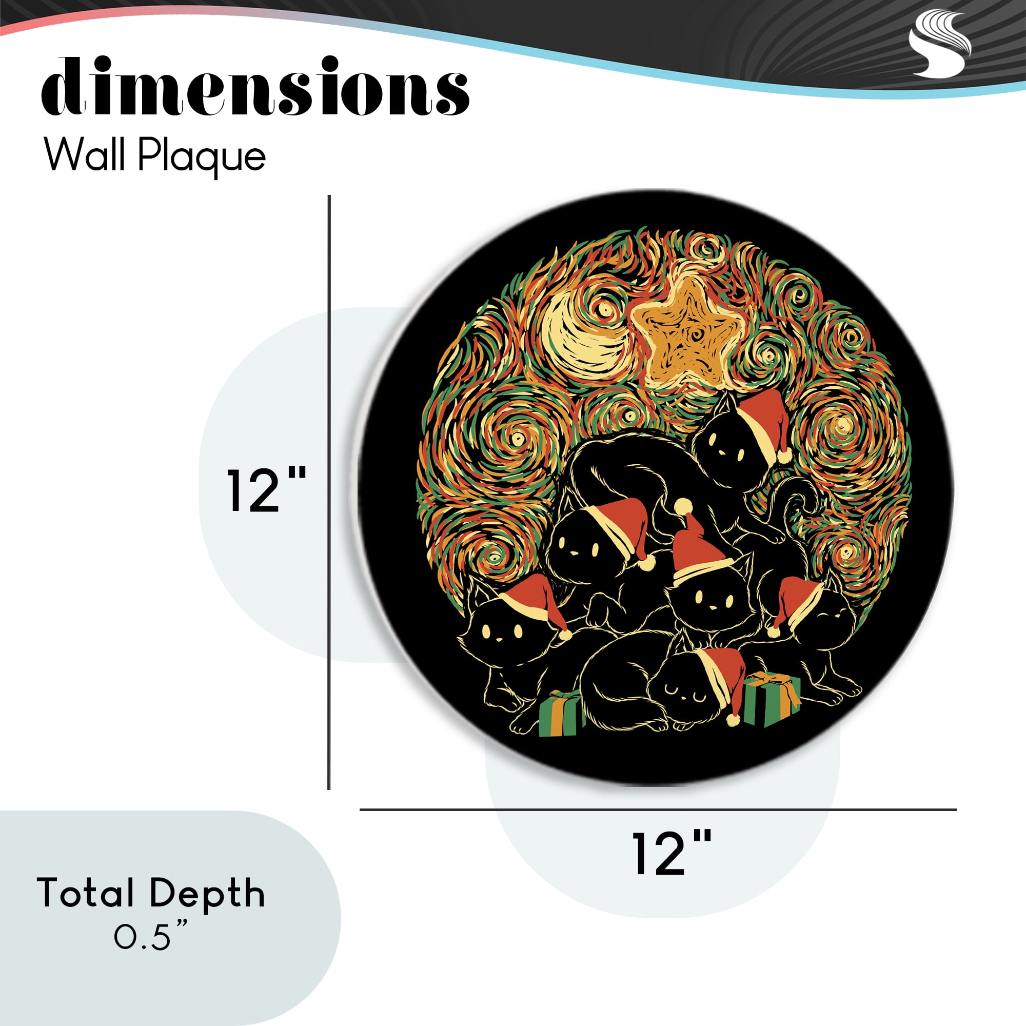 Stupell Industries Christmas Cats with Swirled Sky Circular Wall Plaque, design by Tobe Fonseca