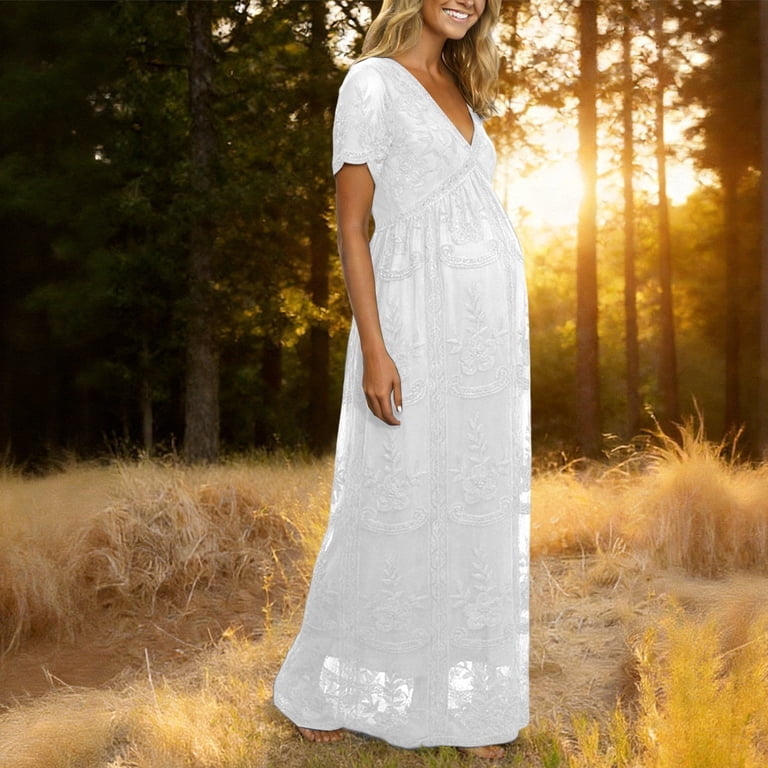 white summer maternity dress Tiffany Rose Bella Maxi (White) The PinkBlush White Lace Mesh Overlay Maternity Maxi Dress is perfectly bump Conairie Maternity Dress for Baby