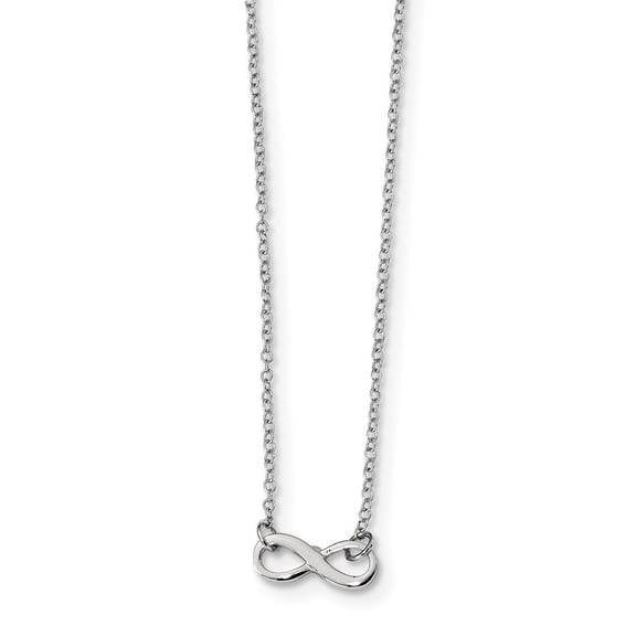 Sterling Silver Rhodium-plated With 2inch Ext. Infinity Necklace - 16 Inch - Measures 11.6mm Wide