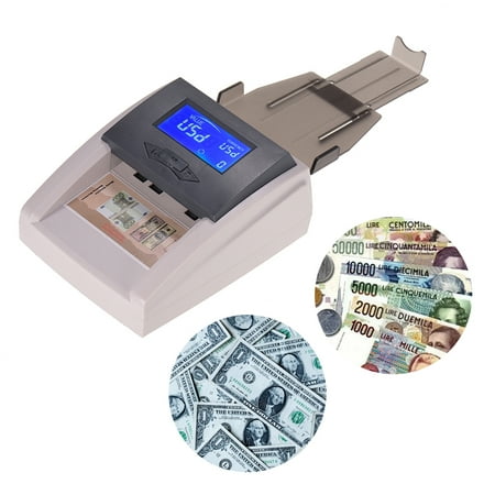 Portable Desktop Countable Automatic Money Detector Counterfeit Cash Currency Banknote Checker Tester with LCD Display Denomination Value for EURO