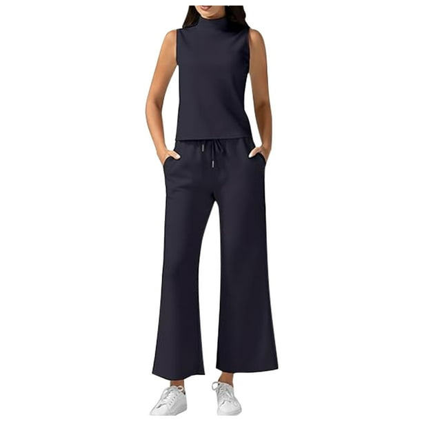 Conjuntos de dos piezas para mujer para el verano 2025: camiseta sin mangas con cuello alto y pantalones cortos. Chándal deportivo, XS-XXL.