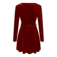 thumbnail image 5 of IWRICH Formal Sequin Velvet Mini Dress for Women Fashion Long Sleeve a Line Sparkly V Neck Glitter Short Dresses Red XXXXXL, 5 of 7