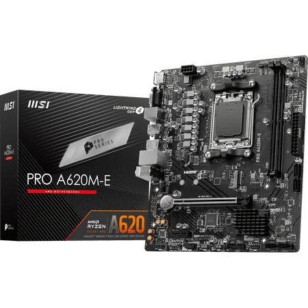 MSI Pro PRO A620M-E Gaming Desktop Motherboard, AMD A620 Chipset, Socket AM5, Micro ATX