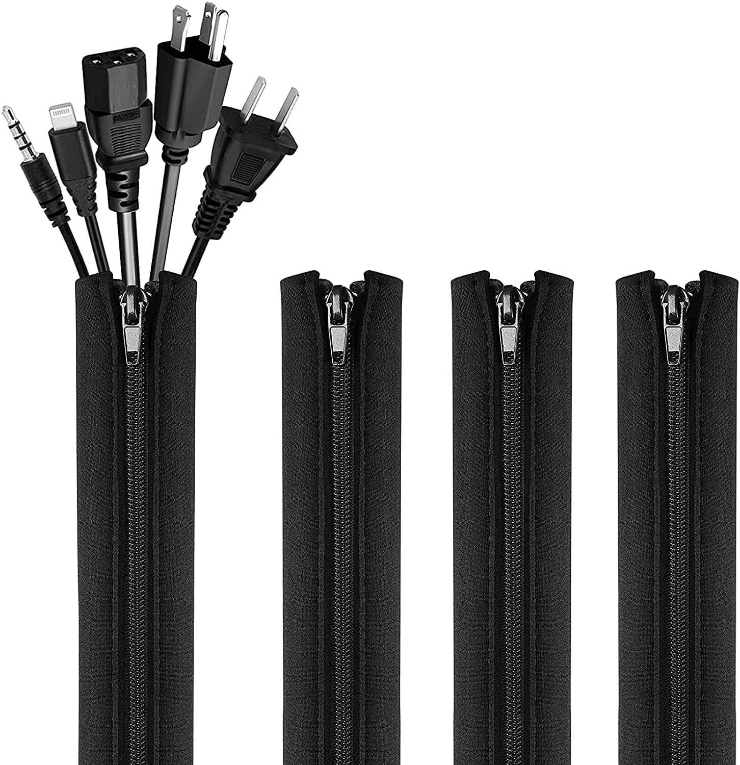 Cable Sleeves,[4 Pack] Flexible Cable Management Sleeves,[Waterproof