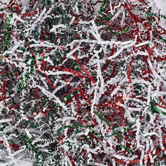 1/2 LB Christmas Crinkle Paper Filler Red Green Paper Shred Filler Bulk Crinkle Cut Shredded Paper Boxes Packaging Fillers Wrapping Packaging Basket Filling Birthday Wedding