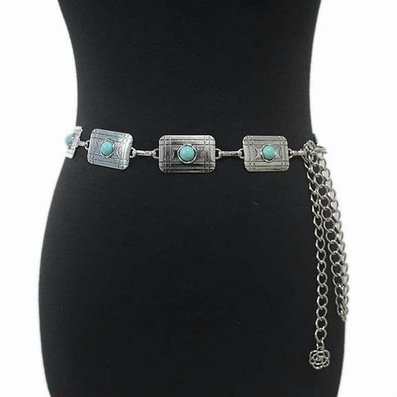 Western Oval Concho Chain Belt for Women Metal Waist Chain Belt for Dresses Jeans Western Cowgirl