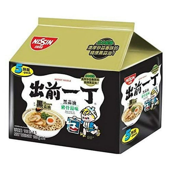 Nissin Demae Ramen Instant Noodle 3.5oz (Tonkotsu Pork with Galic Oil, 5 Packs)