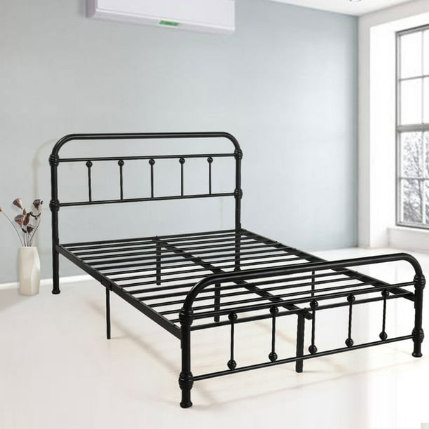With Headboard Footboard Rustic Black, Steel Bed Frame Full