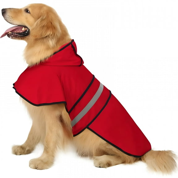 GASTROPOD Reflective Adjustable Pet Rain Coat, Dog Raincoat Hooded Slicker Poncho for Small to X-Large Dogs and Puppies
