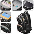 thumbnail image 4 of Black Cat and Dog Paw Print Black Pattern Backpack for School, Cute School Bag with Adjustable Shoulder Straps and Padded Back, 16.9"x12.6"x5.9", 4 of 5