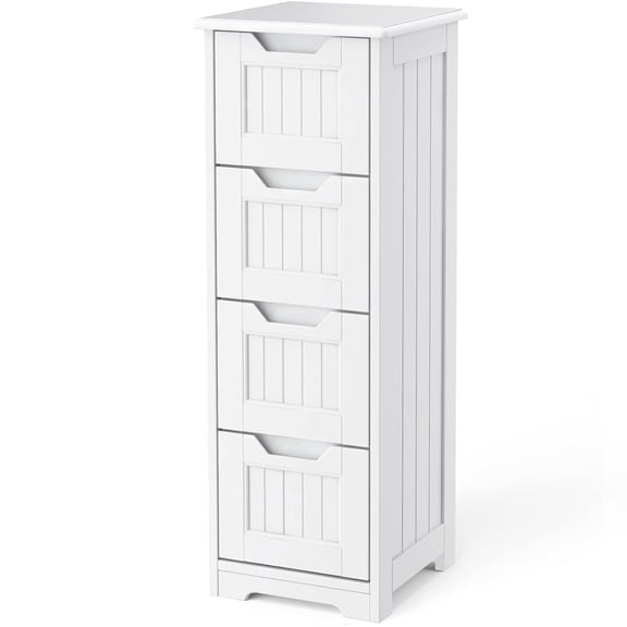 Storage Cabinet, Lofka 33" Small Bathroom Floor Cabinet with 4 Drawers, White