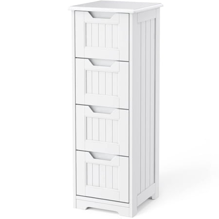 Storage Cabinet, Lofka 33" Small Bathroom Floor Cabinet with 4 Drawers, White