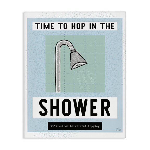 Stupell Industries Contemporary Bathroom Shower Time Phrase Canvas Art, 16 x 20, by Melissa Averinos
