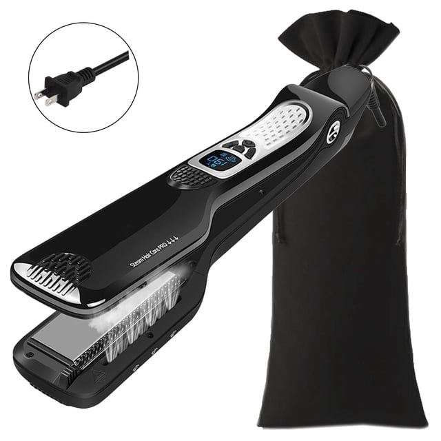 Planchas con 5 Temperaturas TitaniumSteamBlack 1Pza Plancha Negro Bolsa Negro 110-240V 160-230°C Placa 100mm x 42 mm Cer
