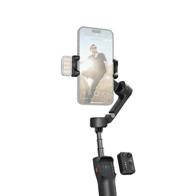 Hohem iSteady X3 Foldable & Extendable Smartphone Gimbal Stabilizer with Magnetic LED Fill Light (2700K-6500K), Detachable Remote Control, Built-in Tripod, iSteady 8.0 Algorithm, 300g Load Capacity,
