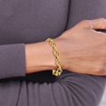 thumbnail image 6 of 14K Yellow Gold Fancy Necklace Chain Polished and Textured Link Bracelet 7.5 inch 11 mm, 6 of 6