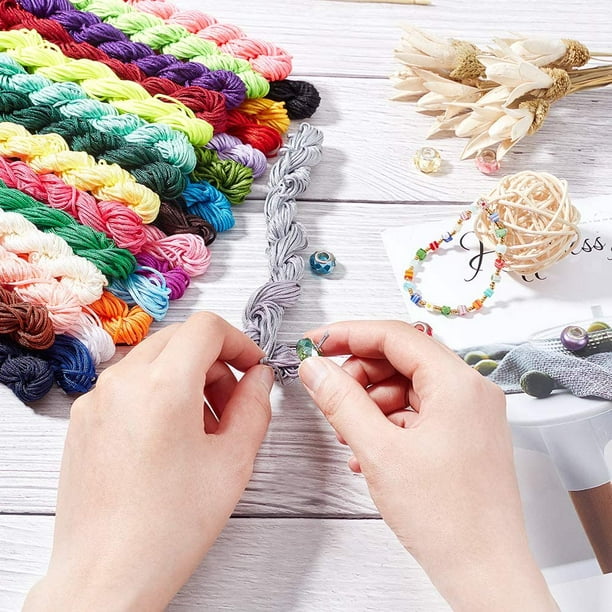 28 Color 2mm Jewelry Nylon Cord, 336 Yards Chinese Knotting Cord Nylon Hand  Knitting Cord String Beading Thread Necklace Cord Trim for Kumihimo Macrame  Friendship Bracelet Christmas 