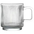 thumbnail image 1 of 2 Premium Glass Coffee Mugs With Handle, Vertical Stripes Glass Coffee Cups, Transparent Tea Cup, 1 of 4