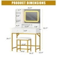 thumbnail image 2 of Vanity Desk with Mirror and LED Lights, Makeup Vanity Table with Stool, 3-Color Touch LED Mirror, Charging Station, 4 Drawers & 6 Storage Shelves, 2 of 7