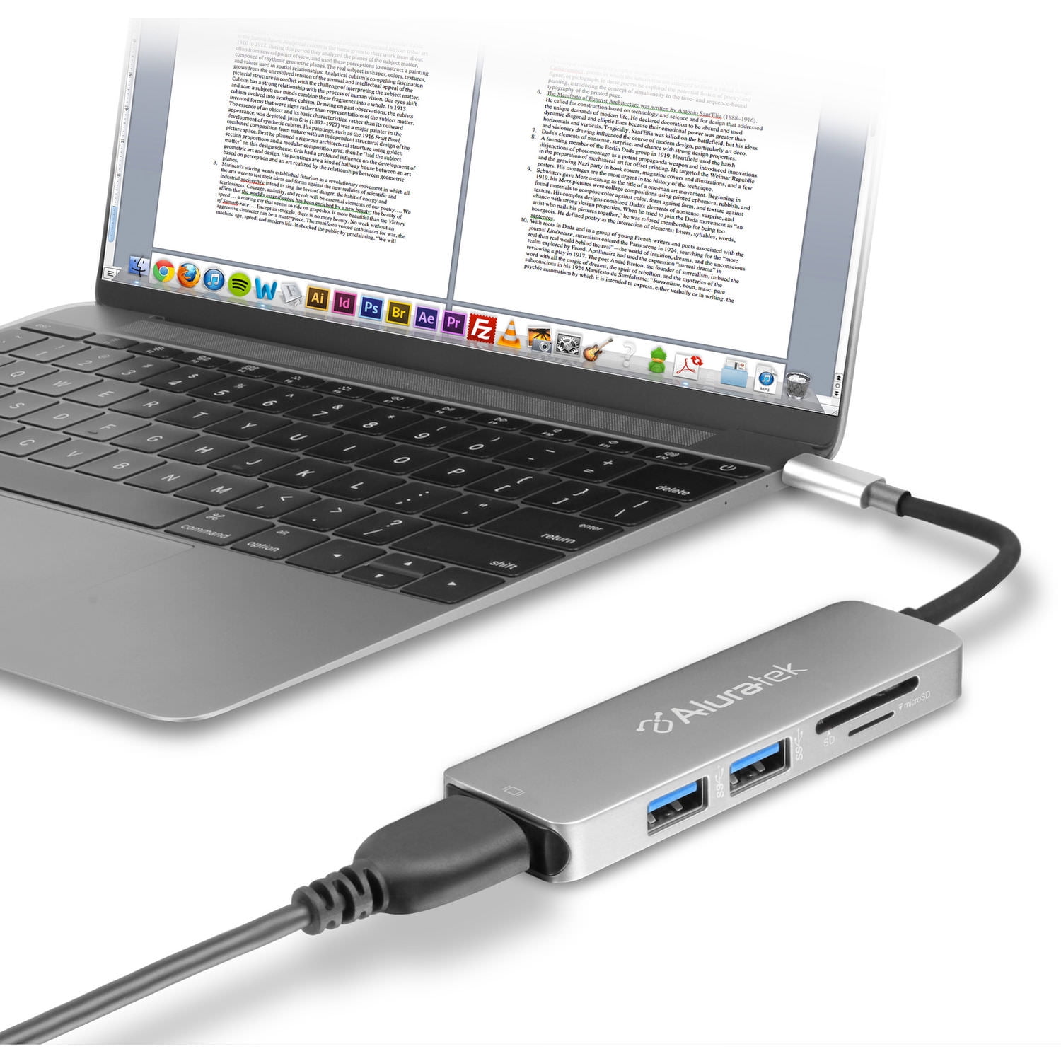 Aluratek USB Type-C Multimedia Hub and Card Reader with HDMI