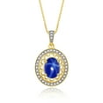 thumbnail image 3 of RYLOS Matching Jewelry Set 14K Yellow Gold Princess Diana Inspired Ring & Necklace W/ 18" Chain Gemstone & Diamonds 8X6MM Blue Star Sapphire Birthstone; Size 8, 3 of 10
