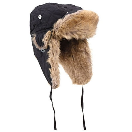 Men's Quilted Bomber Hat with Fur Trim